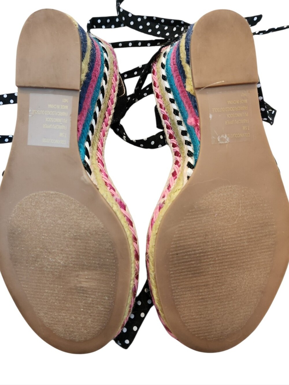 Betsey Johnson Pima Polka Dot Rainbow Wedge Espadrille Sandal Size 7.5 Retro - Picture 8 of 8